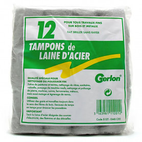 Sachet de 12 tampons laine d'acier Sachet de 12 tampons laine d'acier
