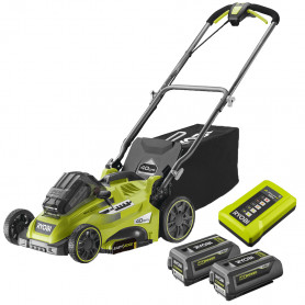 Pack Tondeuse à batterie RLM36X41HPG 50L 40cm + 2 batt 36V MaxPower 4,0Ah + chargeur RY36C17A RYOBI Pack Tondeuse à batterie RLM36X41HPG 50L 40cm + 2 batt 36V MaxPower 4,0Ah + chargeur RY36C17A RYOBI