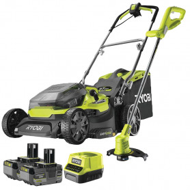 Pack Jardin RYOBI : Tondeuse hybride 18V RY18LMH37A + Coupe-bordure à batterie OLT1825M 18V + 2 batt 18V ONE+ 4,0Ah Pack Jardin RYOBI : Tondeuse hybride 18V RY18LMH37A + Coupe-bordure à batterie OLT1825M 18V + 2 batt 18V ONE+ 4,0Ah