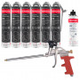 Pack 6 Mousses colle universelle SpeedFix Construction 878 pistolable 690ml PENOSIL + Nettoyant FoamCleaner929 500ml + Pistolet