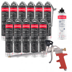 Pack 11 Mousses colle universelle SpeedFix Construction 878 pistolable 690ml PENOSIL + Nettoyant FoamCleaner929 500ml + Pistolet Pack 11 Mousses colle universelle SpeedFix Construction 878 pistolable 690ml PENOSIL + Nettoyant FoamCleaner929 500ml + Pistolet
