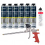 Pack 6 Mousses expansives PU pistolable P305 Foam'n'Fill 750ml BOSTIK + Nettoyant FoamCleaner 929 500ml + Pistolet manuel