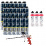 Pack 24 Mousses expansives PU pistolable P305 Foam'n'Fill 750ml BOSTIK + 3 Nettoyants FoamCleaner 929 500ml + Pistolet manuel