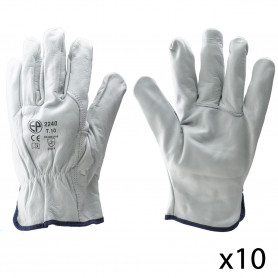 Lot de 10 Paires de Gants de maîtrise en cuir tout fleur 2240 EUROPROTECTION Lot de 10 Paires de Gants de maîtrise en cuir tout fleur 2240 EUROPROTECTION