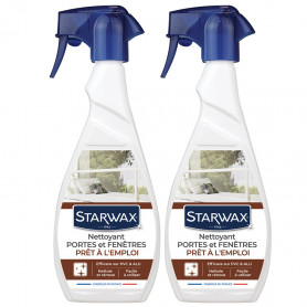 Lot de 2 Nettoyants menuiseries PVC et alu pour portes et fenêtres 500ml STARWAX Lot de 2 Nettoyants menuiseries PVC et alu pour portes et fenêtres 500ml STARWAX
