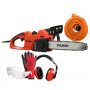 PACK - DOLMAR Tronçonneuse Électrique 1800W - Guide 35 cm (ES39TLC) + Rallonge de Jardin 40m + Équipements de protection