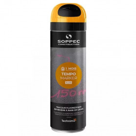 SOPPEC Traceur de Chantier Éphémère Fluorescent Orange 1 Mois S MARK - Aérosol 500ml SOPPEC Traceur de Chantier Éphémère Fluorescent Orange 1 Mois S MARK - Aérosol 500ml