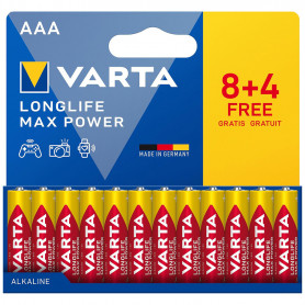 VARTA 8+4 Piles Alcaline Longlife Max Power LR03 / AAA VARTA 8+4 Piles Alcaline Longlife Max Power LR03 / AAA