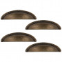 Lot de 4 Poignées de Meuble coquille 92mm Zamak Vieilli