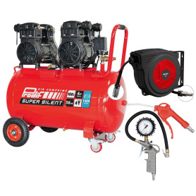 PRODIF Compresseur Super Silent SIL1003 100L 3CV + Enrouleur EN 15 + Soufflette + Poignée de Gonflage