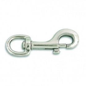 Porte-mousqueton 'pompe' à touret en zamak nickelé Porte-mousqueton 'pompe' à touret en zamak nickelé