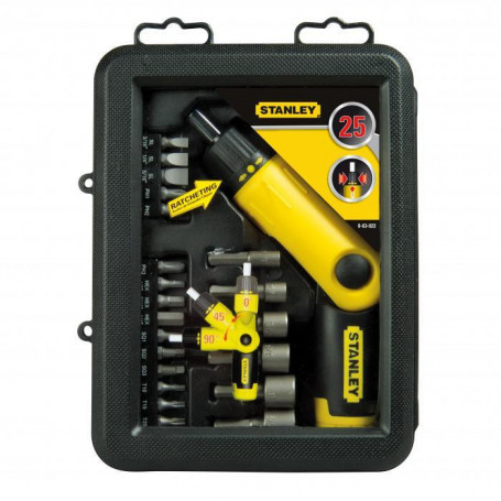 Tournevis porte-embouts pistolet articulé à cliquet - 25 pièces STANLEY