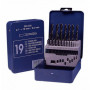 Coffret 19 forets HSS laminés queue cylindrique série courte TIVOLY