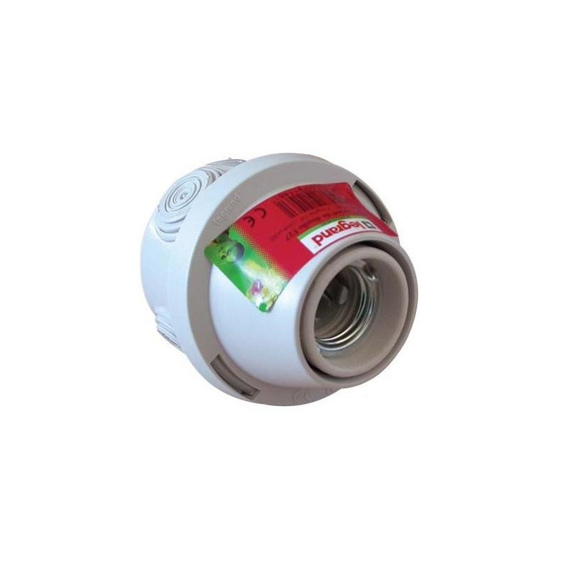Douille E27 Plexo plafonnier. Douille E27 Plexo plafonnier Douille sur patère droite LEGRAND en plastique avec bague. Culot à vis : E27 Coloris : blanc Connexion sur borne à vis.