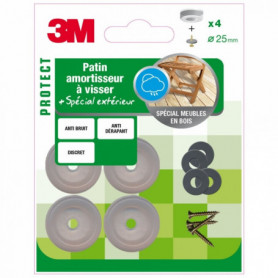 Patins amortisseurs à visser en plastique transparent Ø25mm (x4) 3M Patins amortisseurs à visser en plastique transparent Ø25mm (x4) 3M