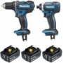 Ensemble de 2 machines 18V 3Ah Li-Ion (Perceuse visseuse DDF482 + Visseuse à chocs DTD152) + 3 batteries DLX2127J1 MAKITA