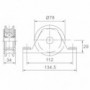 Roue gorge U sur roulement pour portail 20mm à encastrer - Ø80mm en nylon