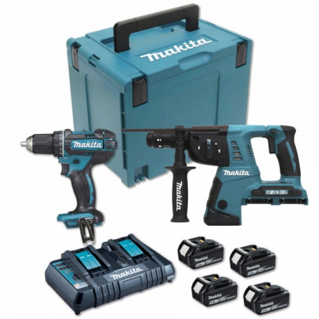 Pack 2 machines 18V 5Ah Li-Ion (Perceuse DDF482 + Perforateur DHR264 + 4 batteries + 1 MakPac) DLX2138PTJ MAKITA