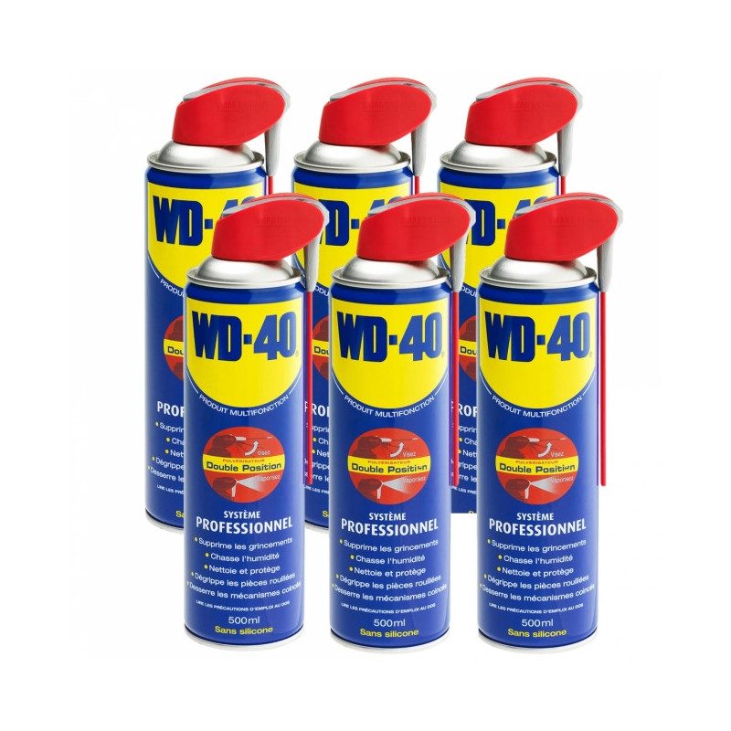 Pack de 6 lubrifiants dégrippants système professionnel 500ml WD-40