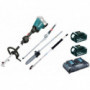 Outil Multifonctions 2x18V DUX60 + Taille haies + Perche élagueuse + Rallonge + 2 batt 5Ah MAKITA