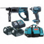 Pack 18V 3Ah: Perforateur 2J DHR202 + Visseuse à chocs 165Nm DTD152 + 2 batt 3Ah + sac MAKITA