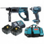 Pack 18V 5Ah: Perforateur 2J DHR202 + Visseuse à chocs 165Nm DTD152 + 2 batt 5Ah + sac MAKITA