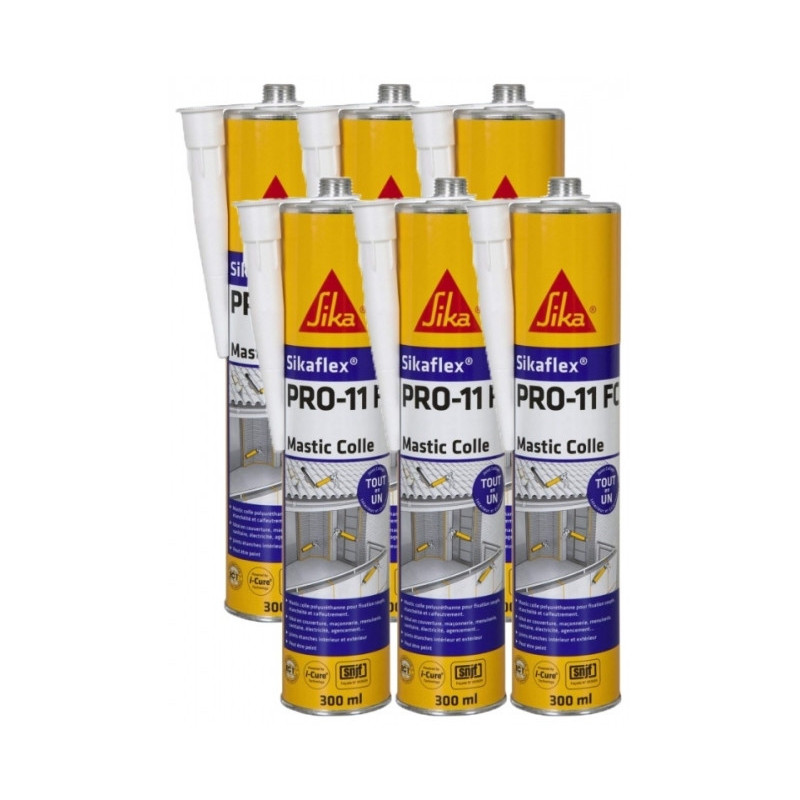 6 Colles mastic Sikaflex ton blanc PRO 11 FC à prise rapide 300 ml SIKA