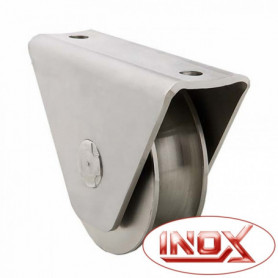 Roue gorge U sur roulement pour portail 20mm en applique - Ø100mm - inox Roue gorge U sur roulement pour portail 20mm en applique - Ø100mm - inox