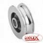 Roue gorge U sur roulement pour portail 20mm - Ø80mm - inox