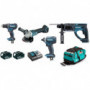 Pack Makita Premium 4 machines 18V 5Ah: Perceuse DDF482 + Meuleuse DGA504 + Perfo DHR202 + Visseuse DTD152 + 2 batt + sac