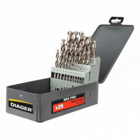 Coffret 25 forets HSS PRO HSS meulé PRO Ø1-13mm DIAGER Coffret 25 forets HSS PRO HSS meulé PRO Ø1-13mm DIAGER