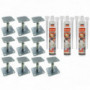 Pack 10 Pieds de poteau réglable APB100/150 + 3 Scellements chimiques beige multi-matériaux POLY-GP 300ml SIMPSON