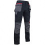 Pantalon de travail Minerai noir/rouge tissu canvas avec poches genouillères + renforts oxford 600D imperméable LMA