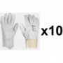 10 paires de gants cuir tout fleur poignet tricot EUROPROTECTION MO2250