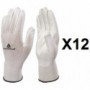 12 paires de gants tricot polyester / paume PU VE702P Delta Plus