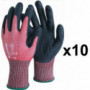 10 paires de gants anticoupure polyéthylène PEHD enduction nitrile picots PHD5RED SINGER