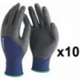 10 paires de gants polyester élastanne 3/4 enduit nitrile avec picots PER134 SINGER
