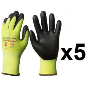 5 paires de gants HPPE enduction nitrile haute visibilité N318HV EuroCut 5 paires de gants HPPE enduction nitrile haute visibilité N318HV EuroCut