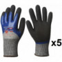 5 paires de gants anticoupure HPPE double enduction 3/4 nitrile N505 EuroCut