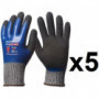 5 paires de gants HPPE double enduction nitrile tout enduit N555 EuroCut