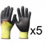 5 paires de gants HPPE enduction 3/4 nitrile haute visibilité N318HVC EuroCut