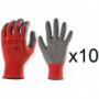 10 paires de gants textile enduction latex 13L850 EuroGrip