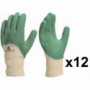 12 paires de gants latex crêpés vert LA500 DELTA PLUS