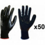 50 paires de gants polyester tout enduit nitrile sans couture NYM137NB PROSUR