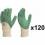 120 paires de gants latex crêpés vert LA500 DELTA PLUS