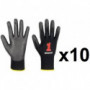 10 paires de Gants polyamide enduit PU First noir