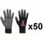 50 paires de Gants polyamide enduit PU First noir