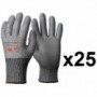 25 paires de gants anticoupures HPPE enduction polyuréthane P500 Eurotechnique