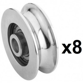 8 Roues gorge U sur roulement pour portail 20mm - Ø80mm - acier 8 Roues gorge U sur roulement pour portail 20mm - Ø80mm - acier