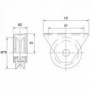 6 Roues gorge V sur roulement pour portail 20mm en applique - Ø80mm